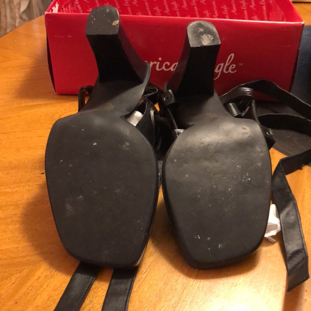 Vintage Cami International Black Leather Heeled Sandals 10 - Picture 6 of 10